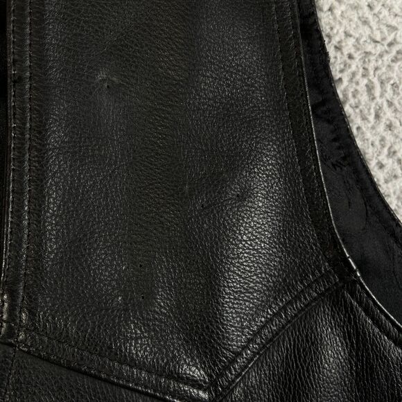 Leather Vest Jesus Patch Vest Men 52 2XL River Road Motorcycle Lace Up Sides - Picture 8 of 12